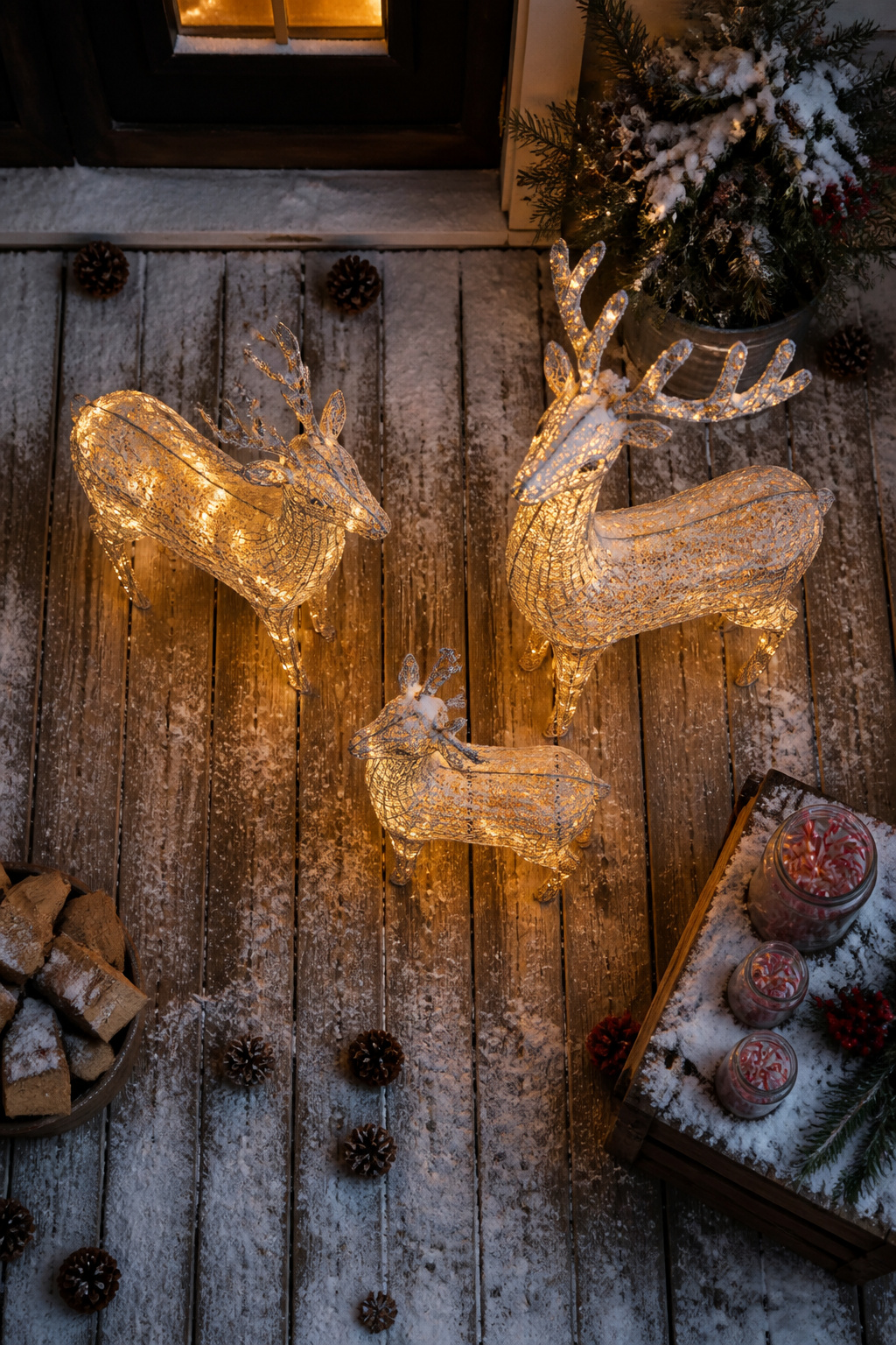 8 Rustic Front Porch Christmas Decor Ideas for a Warm Welcome Home 12 Rustic porch decor with a large reindeer and smaller accent pieces.