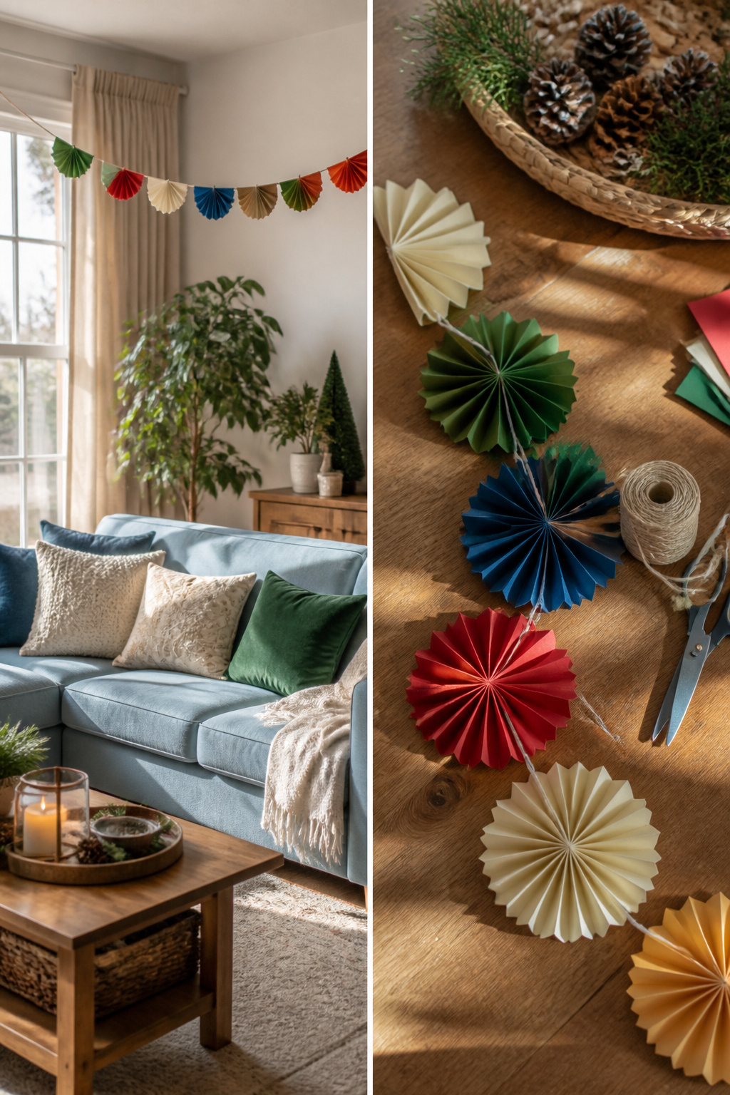 15 Simple Christmas Decorating Ideas for a Cozy 2026 Holiday 10 Various types of garlands hanging in a living space.