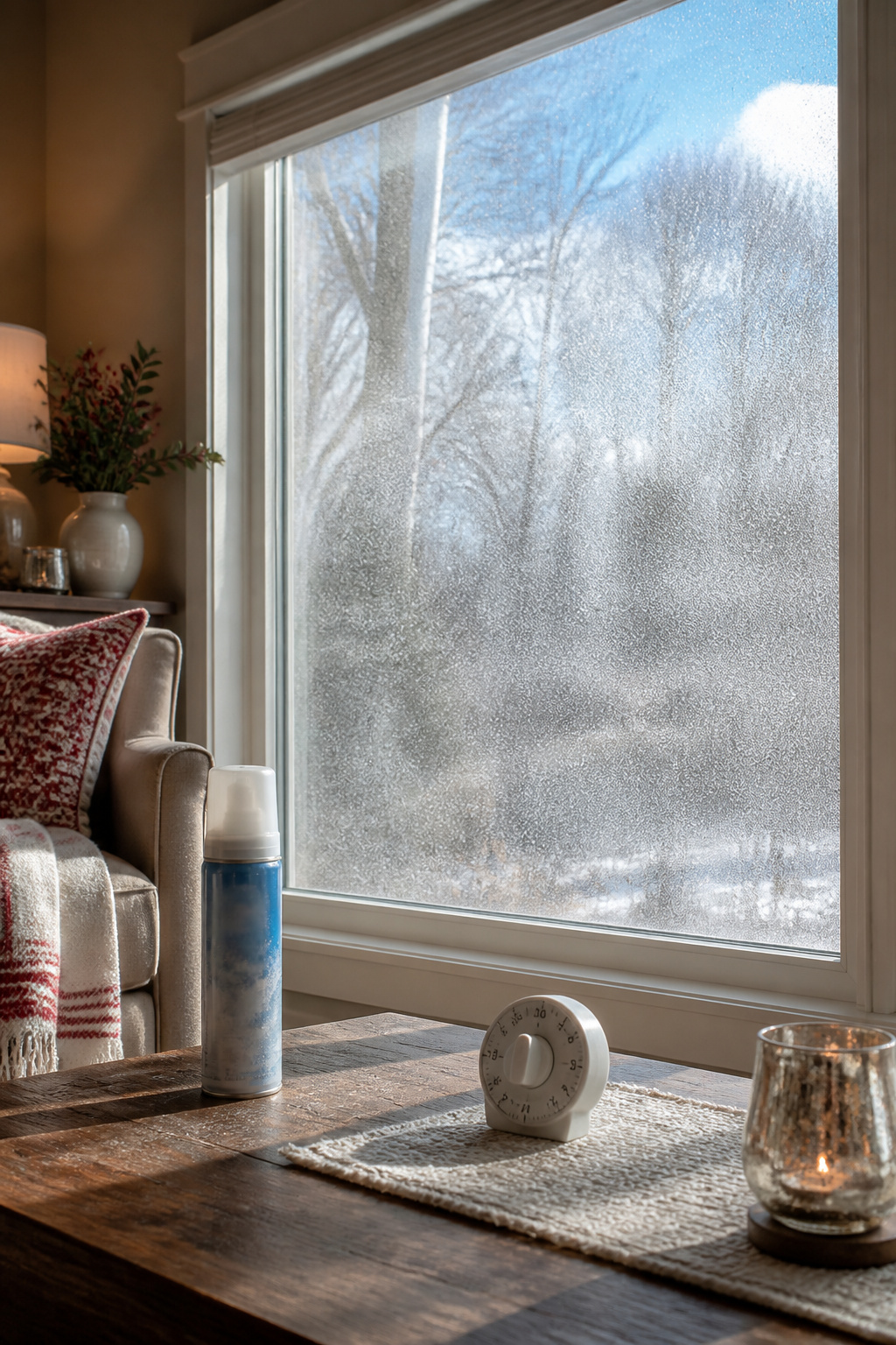 How to Use Snow Spray on Windows: 9 Steps for Decorating Glass in 2026 4 A lightly coated window showing the initial layer of snow spray.