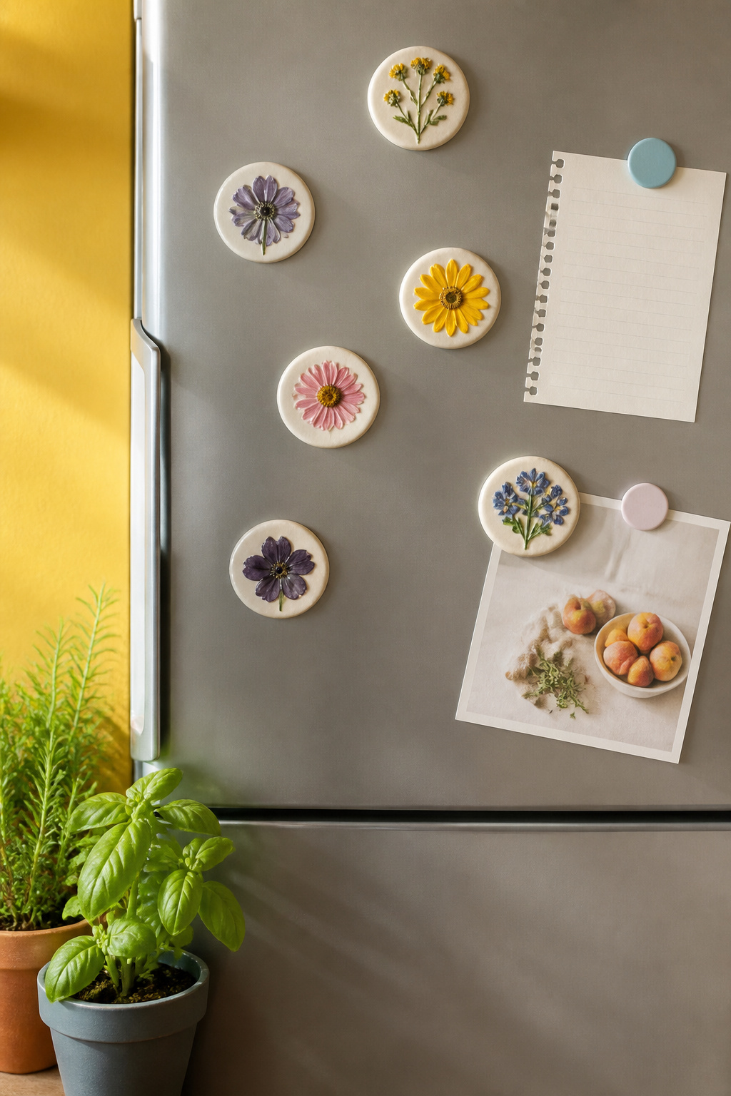 40 Summer Craft Ideas for Adults and Kids to Make in 2026 12 Pressed flower magnets made from air-dry clay circles.
