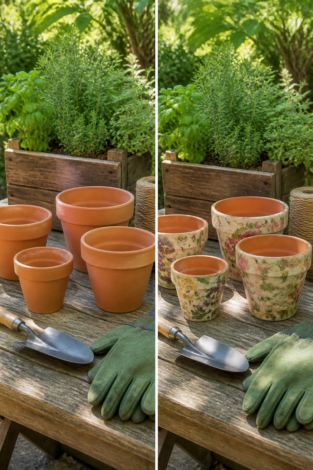 40 Summer Craft Ideas for Adults and Kids to Make in 2026 18 Garden pots decorated with decoupage techniques using napkins.
