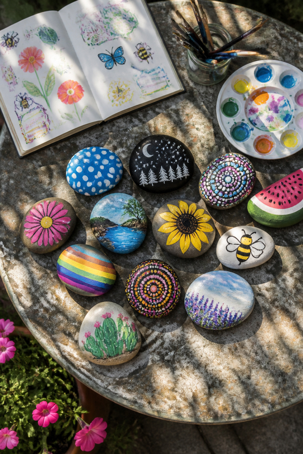40 Summer Craft Ideas for Adults and Kids to Make in 2026 21 Smooth river rocks painted with colorful designs.