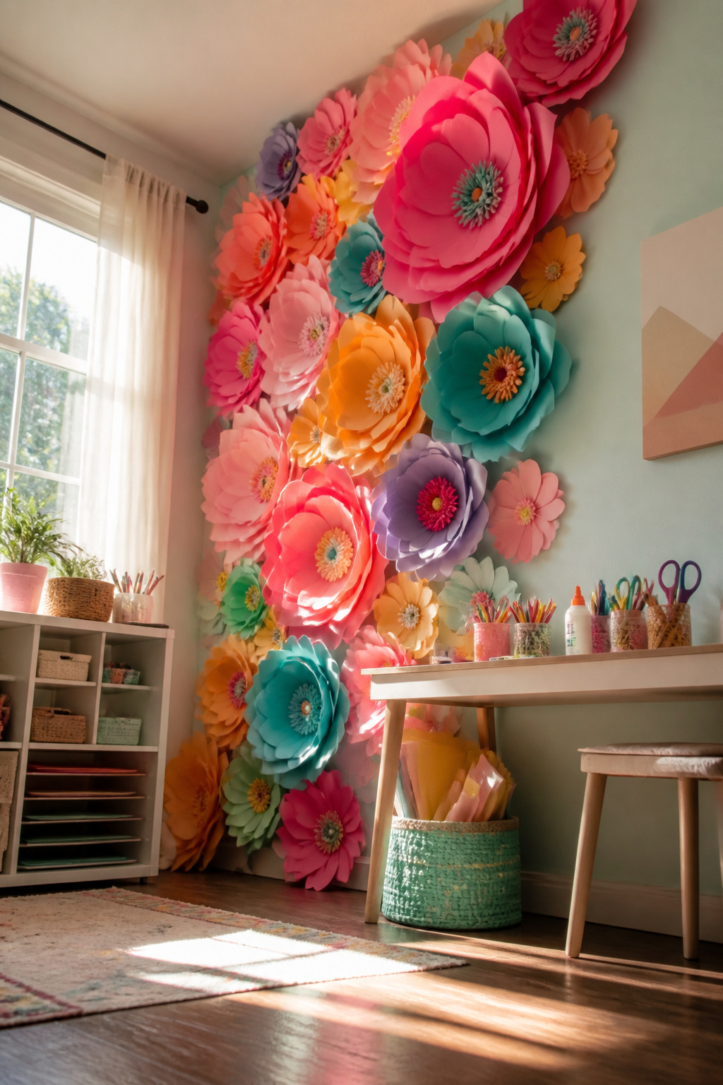 40 Summer Craft Ideas for Adults and Kids to Make in 2026 28 Large paper flowers crafted from colorful cardstock.