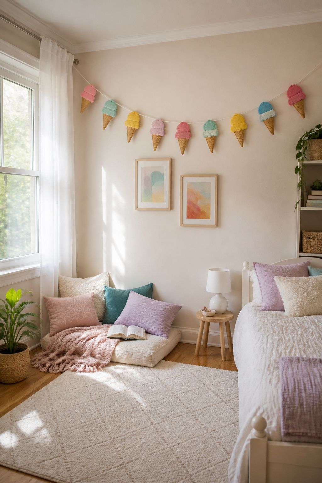 40 Summer Craft Ideas for Adults and Kids to Make in 2026 29 Garland made from felt ice cream cones and scoops.
