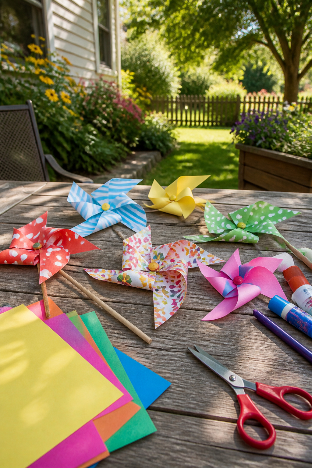 40 Summer Craft Ideas for Adults and Kids to Make in 2026 34 Paper spinners crafted from colorful paper and cut into shapes.