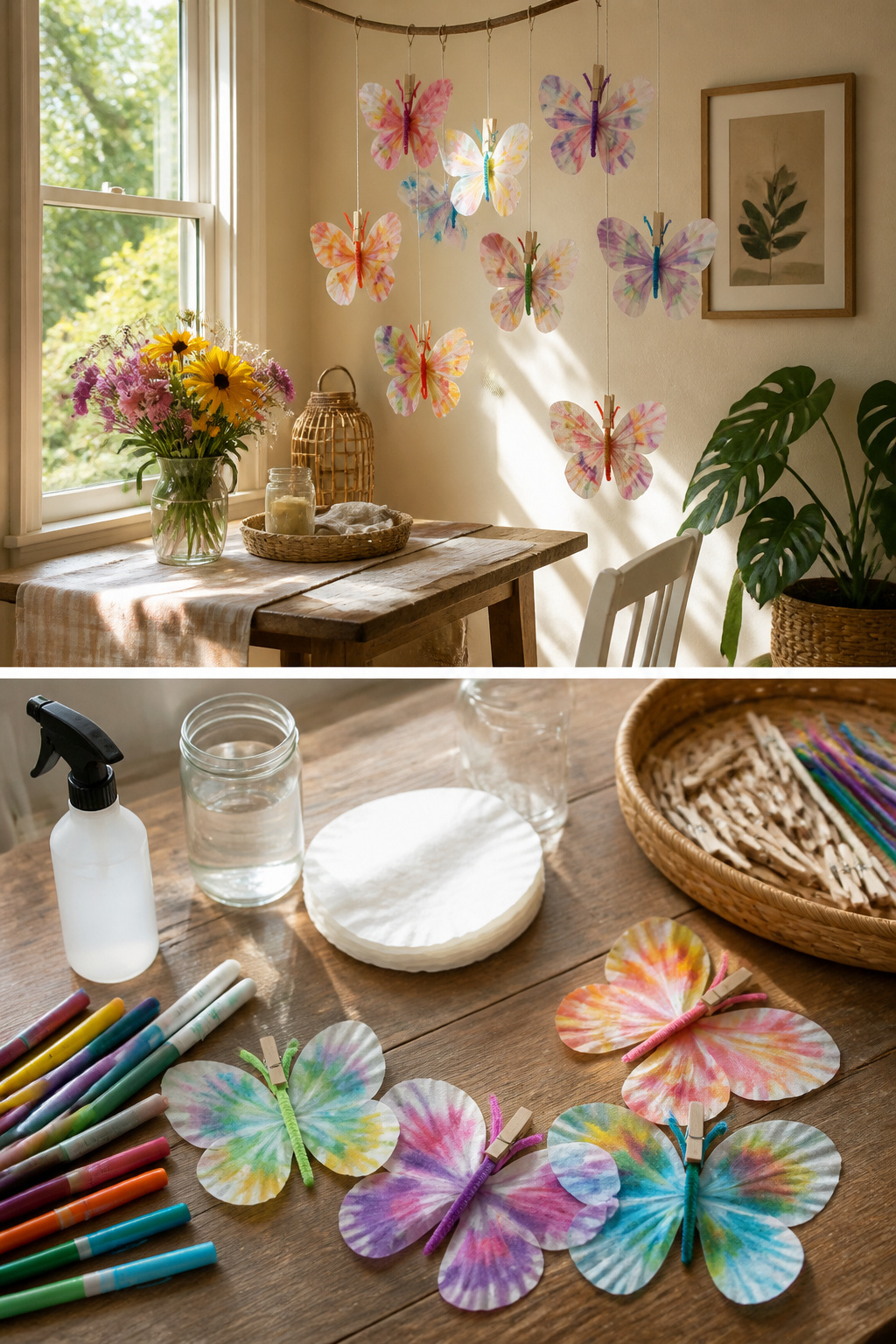 40 Summer Craft Ideas for Adults and Kids to Make in 2026 36 Butterflies made from coffee filters and pipe cleaners.