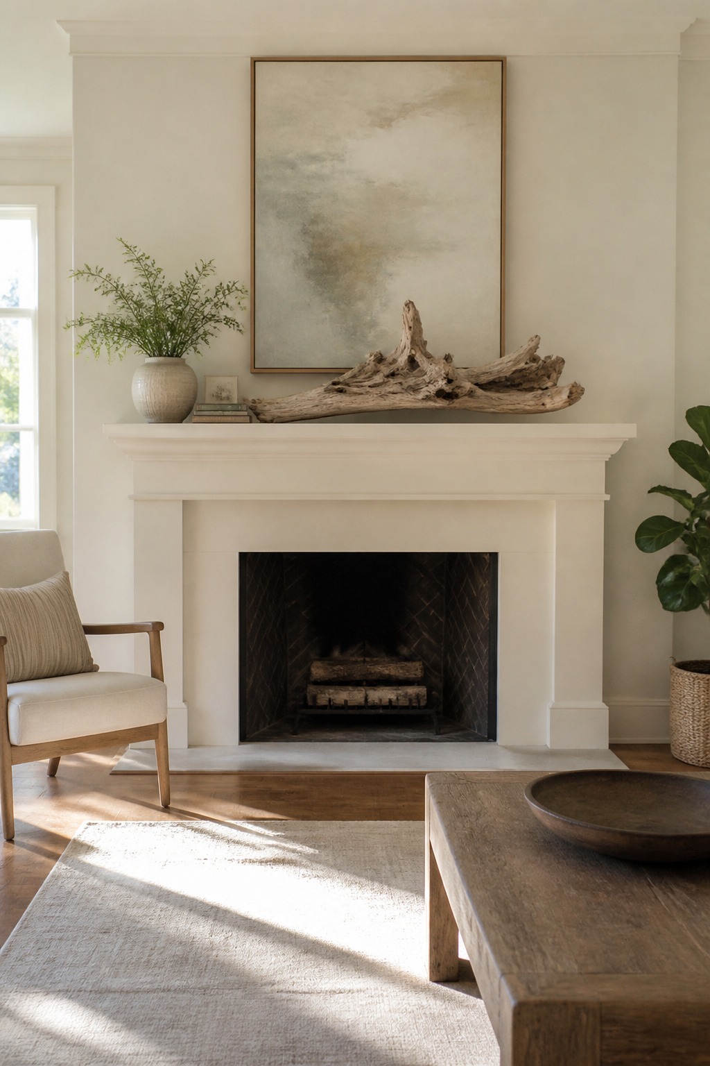 8 Summer Mantel Decorating Ideas for a Fresh, Seasonal Hearth in 2026 10 A mantel with a mirror hung at eye level for visual balance.