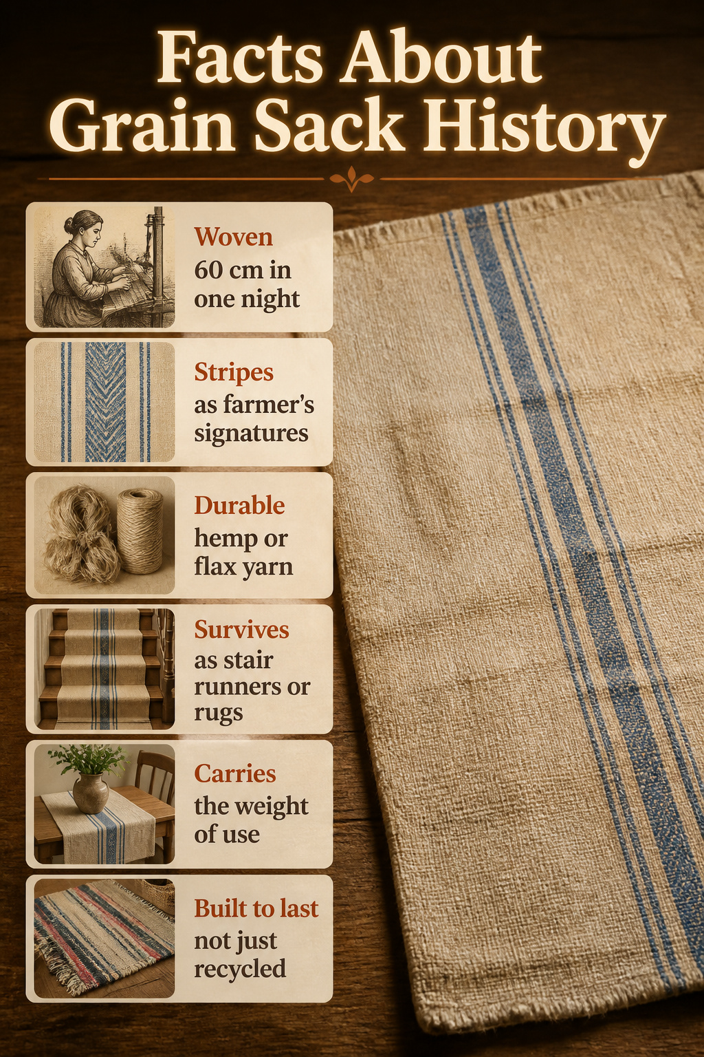 Vintage Grain Sack Table Runner: Methods, Materials and Sources 14 A historical overview of grain sack production and its significance.