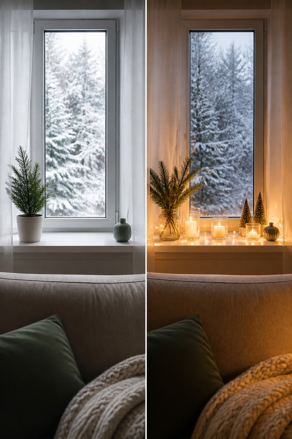 10 Christmas Window Sill Decorations for 2026: A Complete Guide 13 Candles and lights illuminating a window sill in a cozy setting.