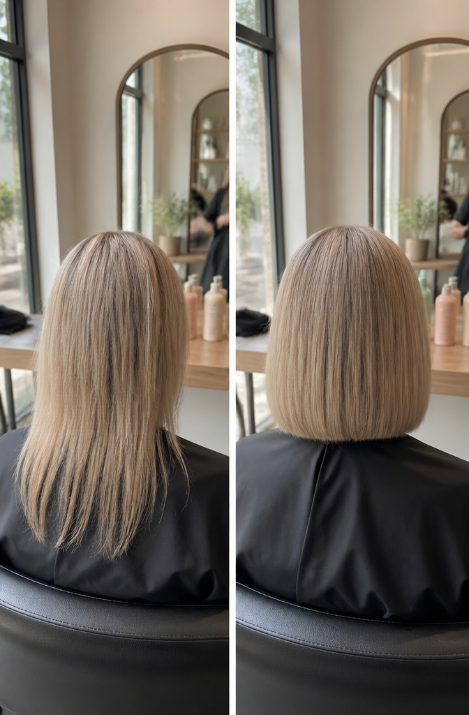Guide to Thin Hair: Care, Styling and Volume for Fine Strands 5 A pair of scissors near a mirror, emphasizing the importance of haircuts.