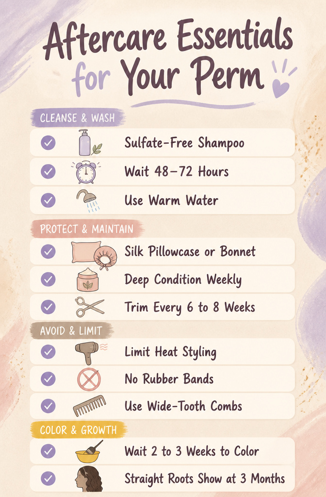 How Much for a Perm? 8 Hair Types and 2026 Prices 13 Display of aftercare essentials for perm maintenance.
