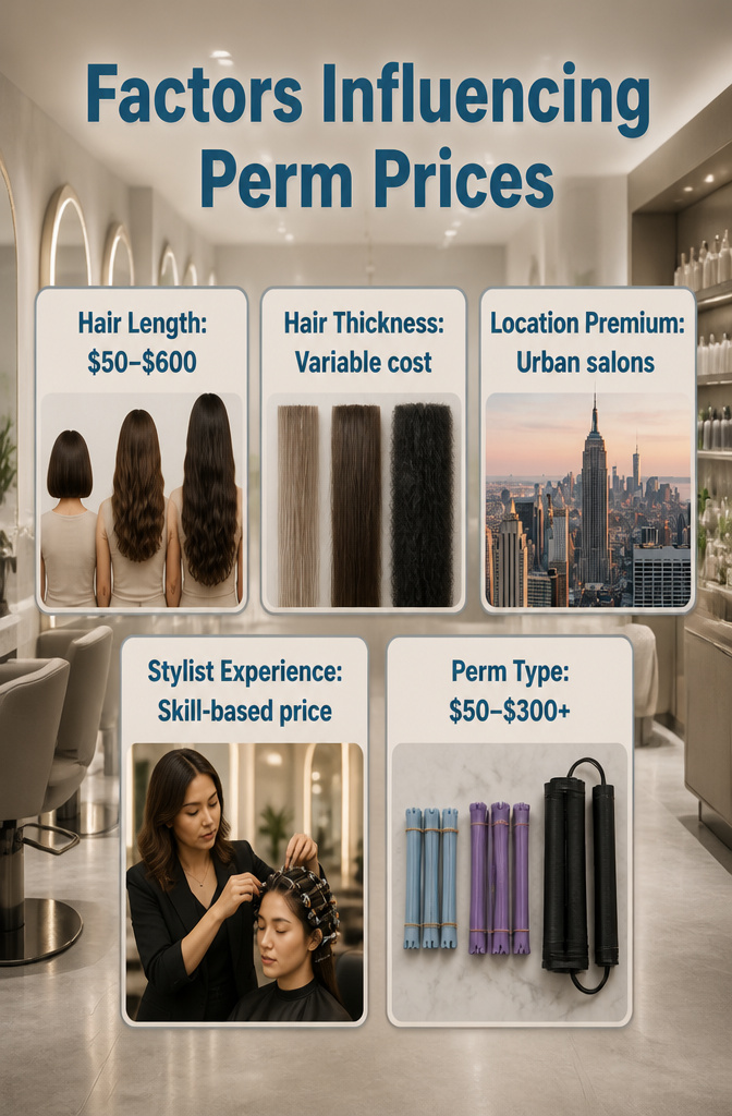 How Much for a Perm? 8 Hair Types and 2026 Prices 10 Visual representation of factors affecting perm pricing.