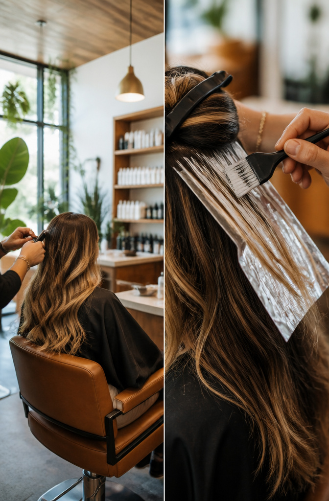 Hair Color Costs: 6 Prices from Salon to Home Dyeing in 2026 5 A stylist painting highlights onto a client's hair.