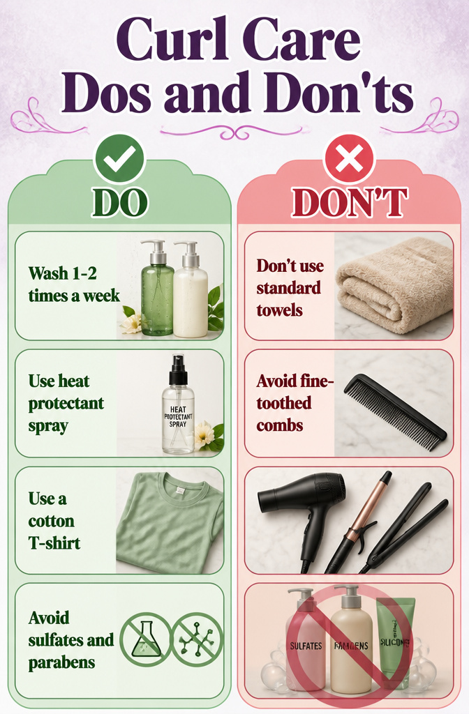 Information image detailing curl care tips for maintaining definition.