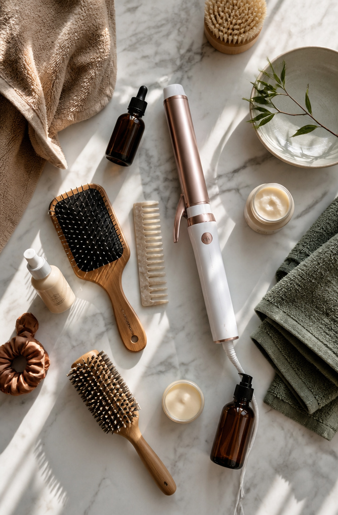 Hair Styles: Types, Cuts, and How to Choose in 2026 11 Various hair styling tools including brushes and heat protectants.