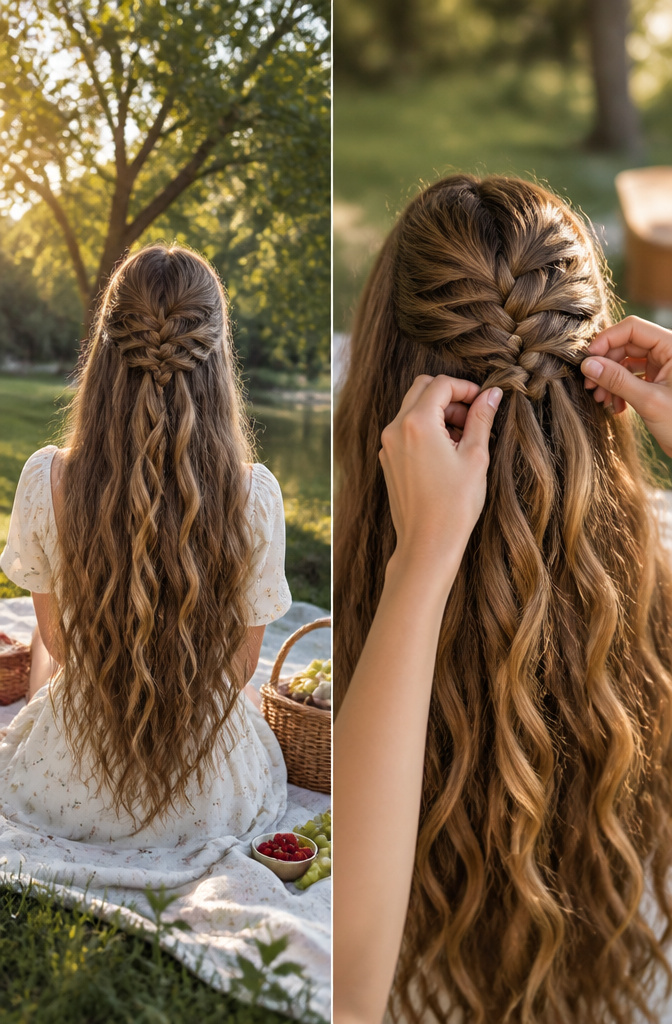 Hair Styles: Types, Cuts, and How to Choose in 2026 3 A model with long hair styled half-up half-down.