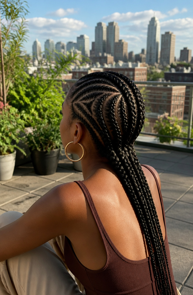 Hair Styles: Types, Cuts, and How to Choose in 2026 7 A model with cornrows featuring detailed design patterns.