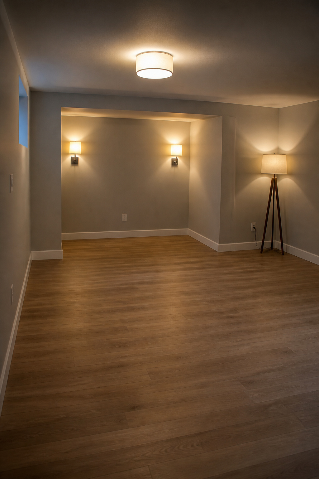 Add a Bedroom to Your Basement: 10 Steps for 2026 9 A photograph displaying various light sources in a basement room.
