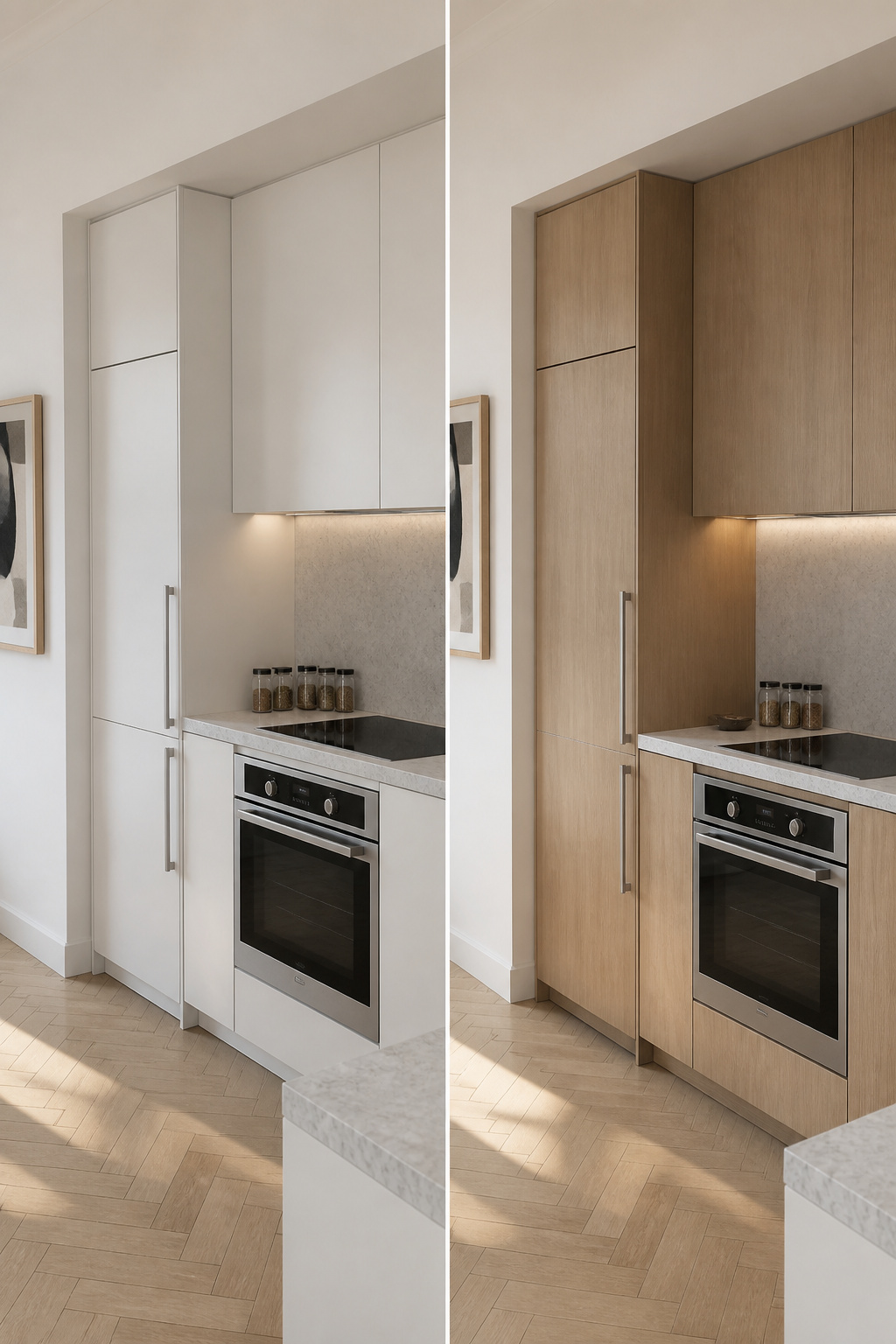 10 Apartment Kitchen Ideas for Small Spaces in 2026 3 24-inch European appliances including a slim refrigerator and dishwasher.
