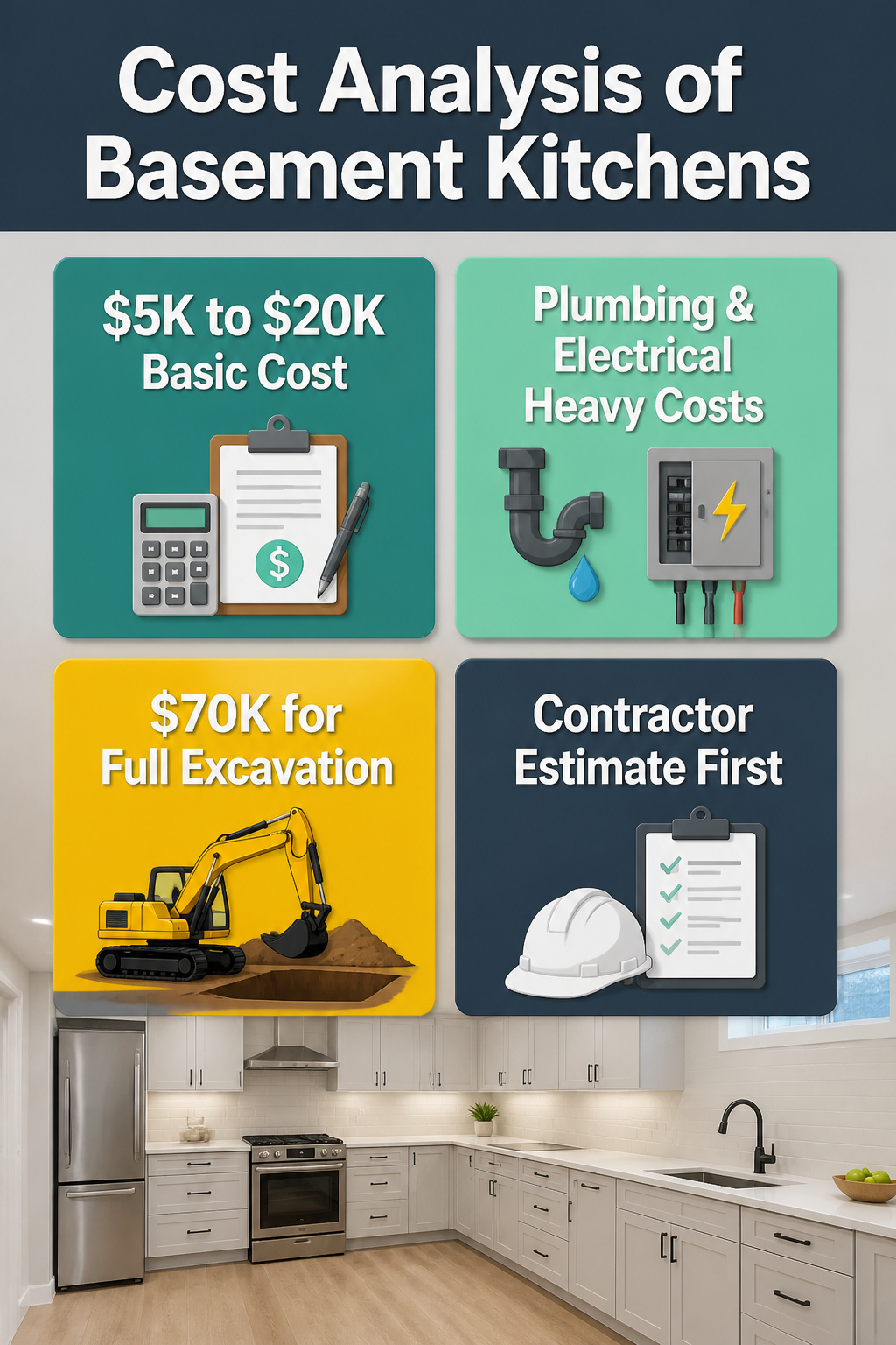 Cost analysis chart for basement kitchen projects.