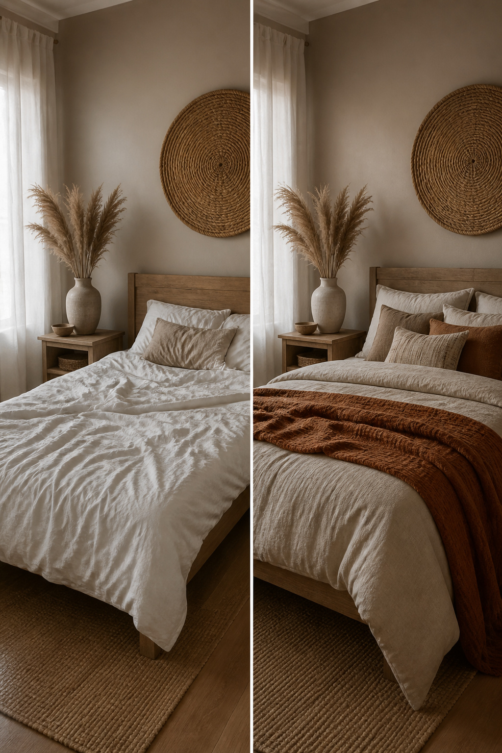 10 Boho Bedroom Ideas for a Warm, Collected Space 5 A boho bedroom featuring warm neutral colors and earthy tones.