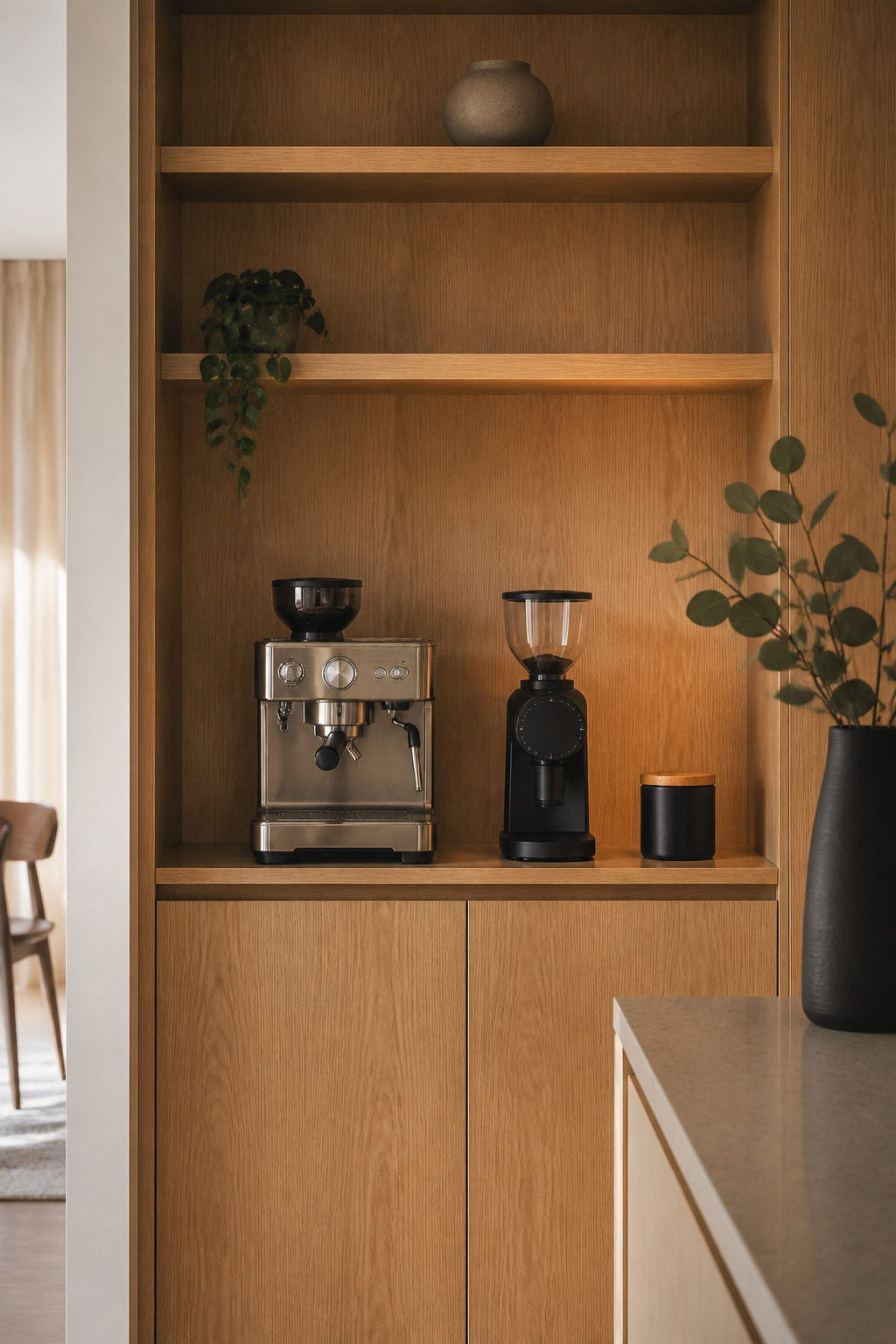 30 Coffee Bar Ideas for Every Room, Style and Budget in 2026 25 A minimalist coffee station with essential appliances.