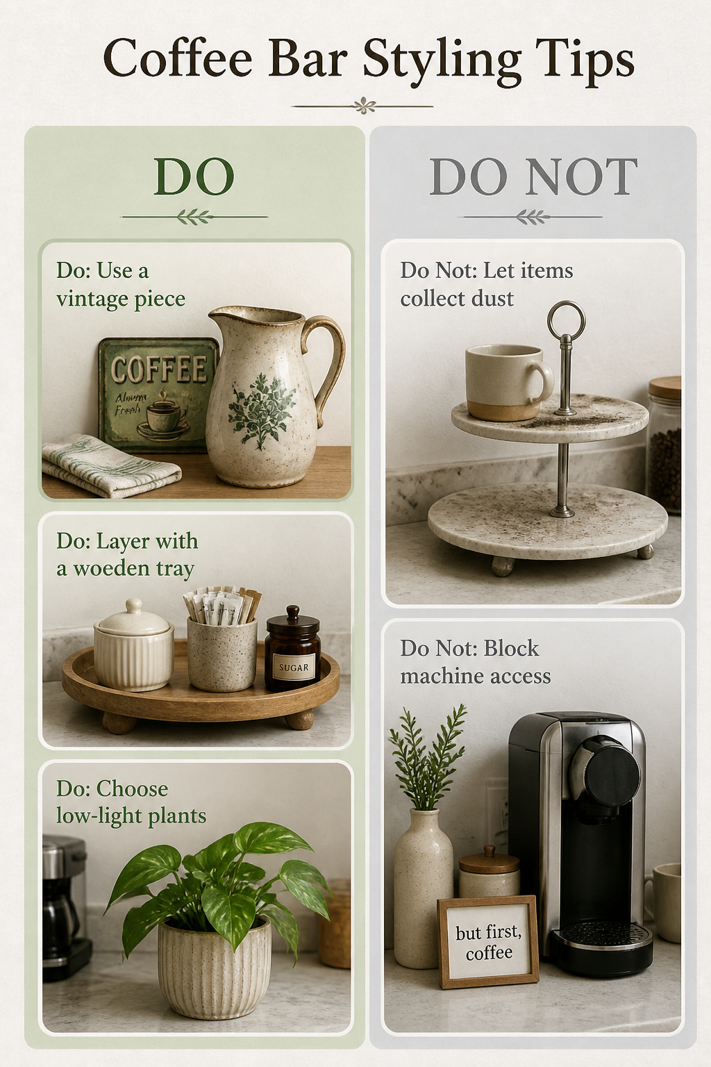 30 Coffee Bar Ideas for Every Room, Style and Budget in 2026 33 A coffee bar styled with minimal decorative elements.