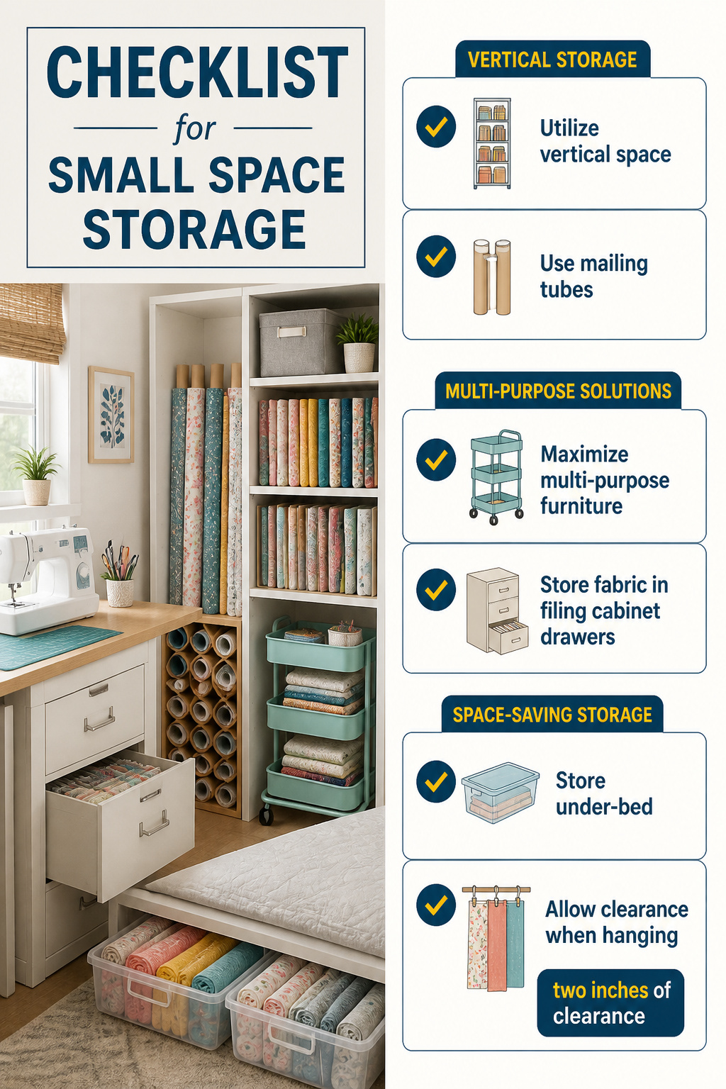 37 Fabric Storage Ideas to Organize Every Stash Size in 2026 39 Various storage solutions utilizing vertical space for fabric.
