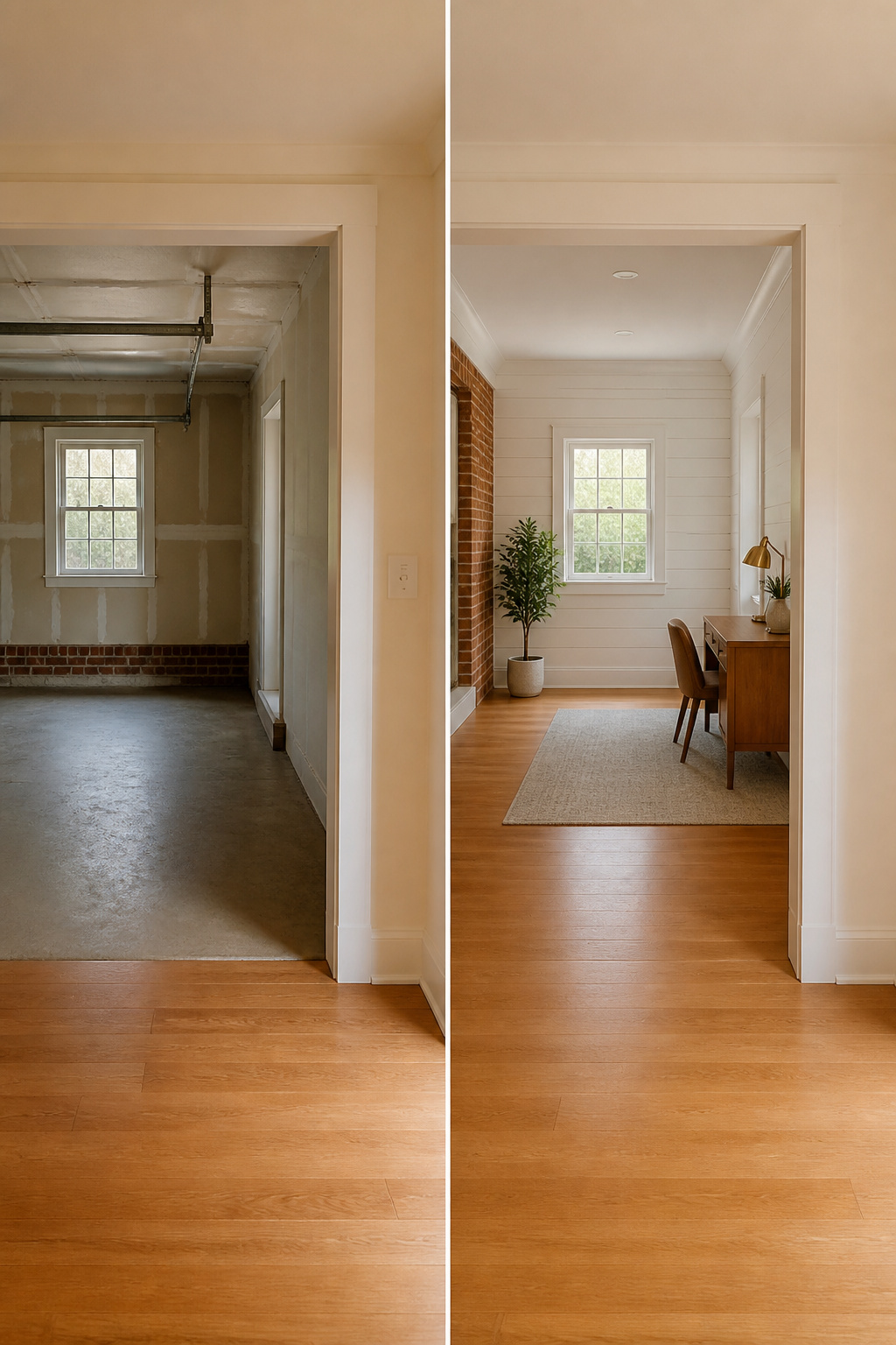 An image demonstrating aesthetic integration in a garage conversion.