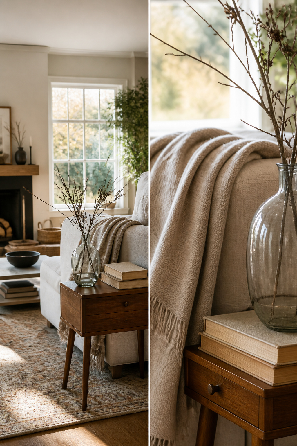 Seasonal decor items stored in a compact space.