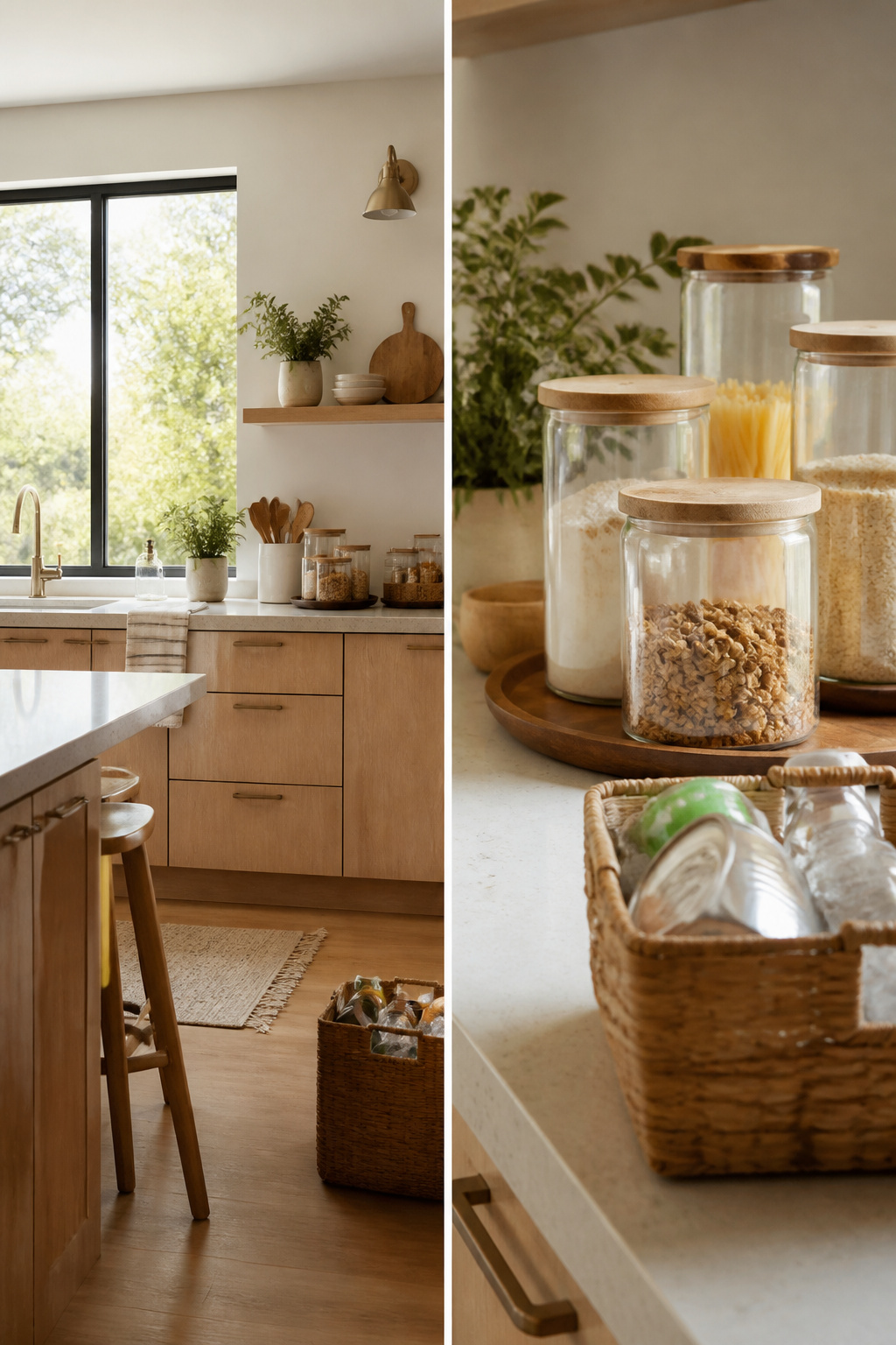 10 Steps to Organize Kitchen Counters: A 2026 Guide 9 A kitchen counter with items set aside for weekly decluttering.