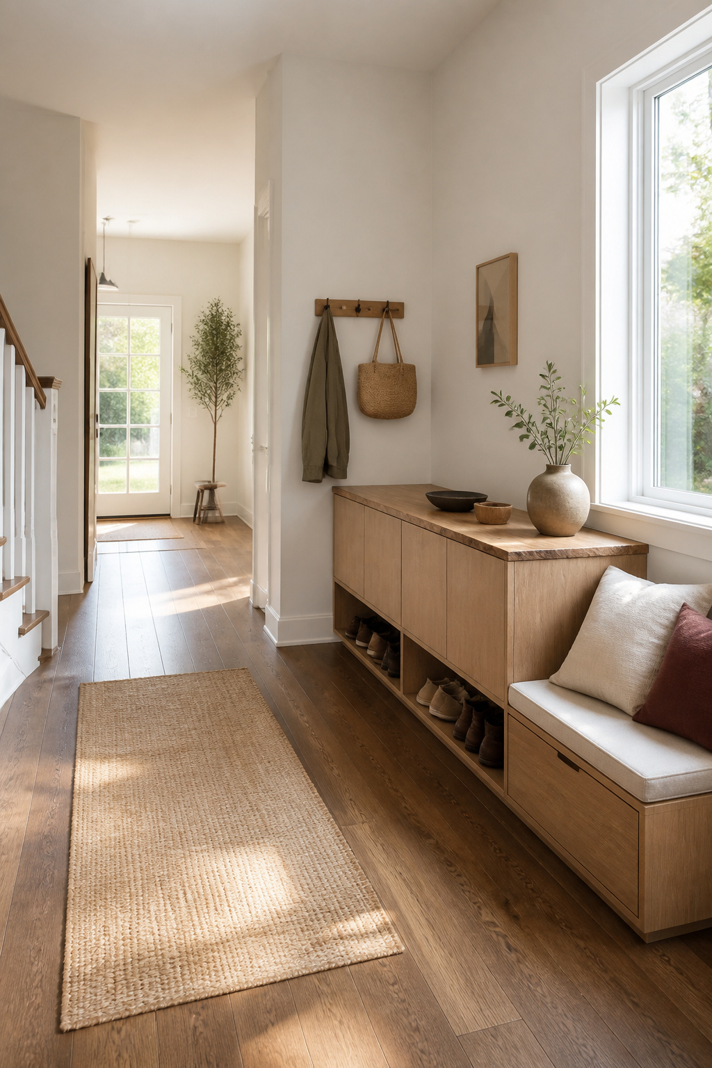 IKEA Mudroom Ideas for Storage, Lockers and Benches 1 A built-in look bench made from BESTÅ cabinets with hidden storage.
