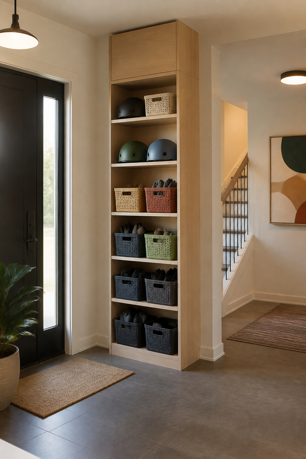 IKEA Mudroom Ideas for Storage, Lockers and Benches 6 Two Billy bookcases lined against a wall, providing extra shelving.