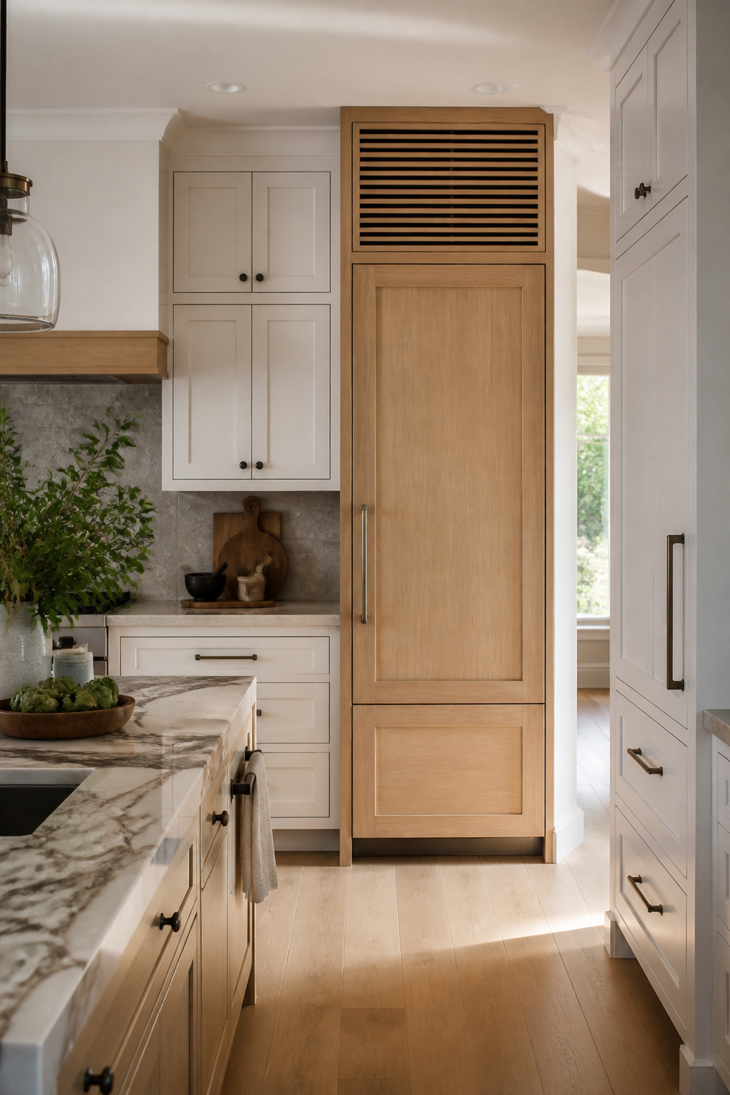 19 Kitchen Cabinet Ideas to Try in 2026, From Color to Storage 11 A kitchen with vented cabinets installed above a refrigerator.