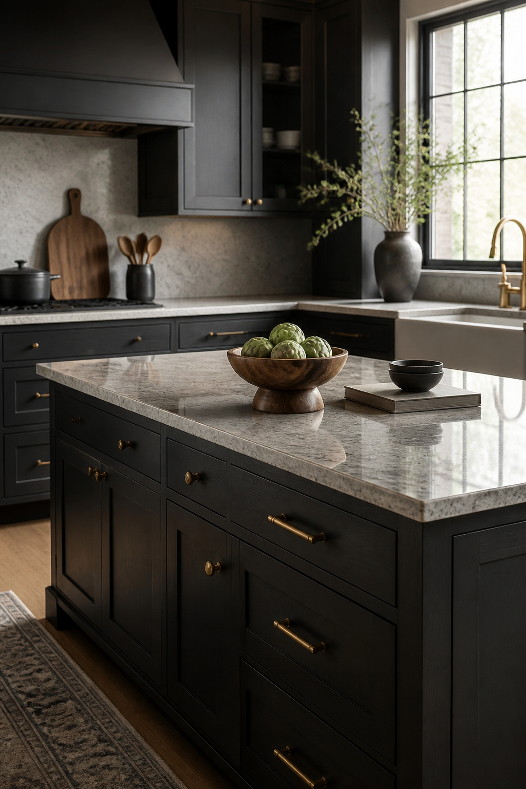 19 Kitchen Cabinet Ideas to Try in 2026, From Color to Storage 12 A kitchen with dark cabinets that show less dirt.