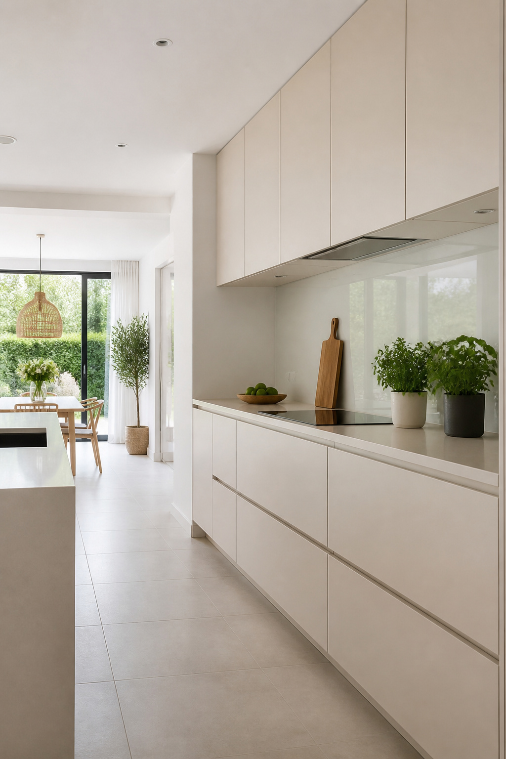 19 Kitchen Cabinet Ideas to Try in 2026, From Color to Storage 14 A kitchen with handleless cabinets in a minimalist design.