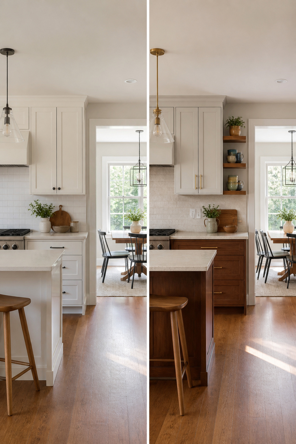 19 Kitchen Cabinet Ideas to Try in 2026, From Color to Storage 2 A kitchen with light upper cabinets and wood lower cabinets.