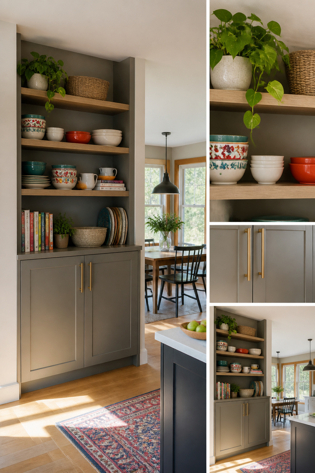 19 Kitchen Cabinet Ideas to Try in 2026, From Color to Storage 6 A kitchen featuring a tall pantry cabinet and open shelves.