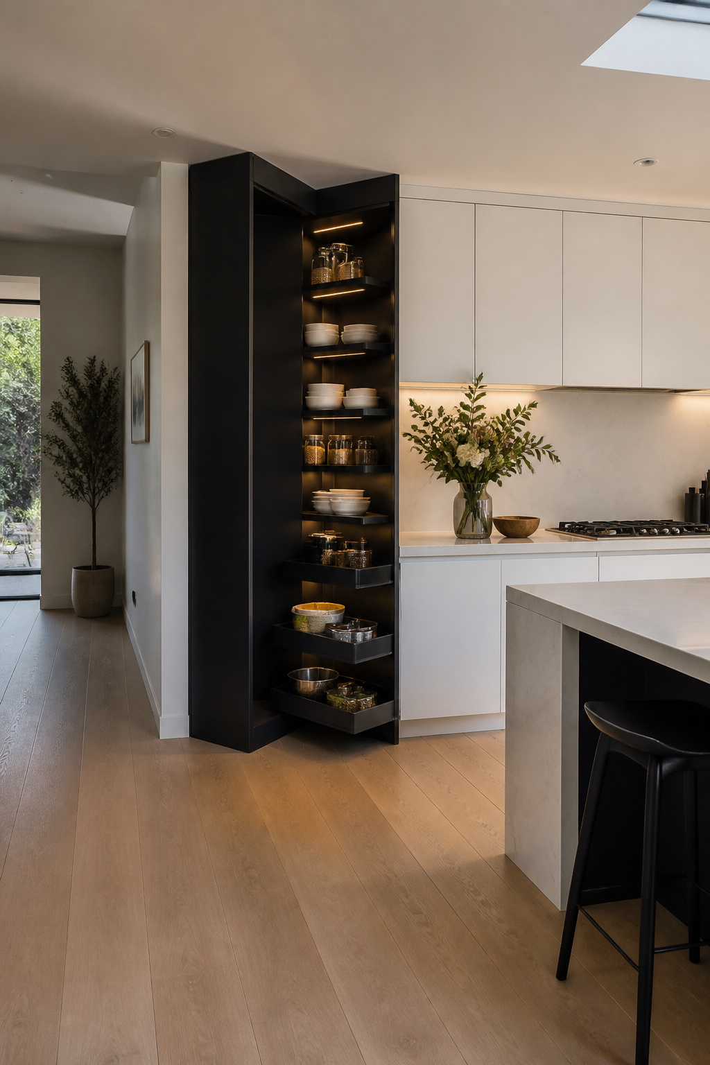 A diagonal corner cabinet with a 45-degree angled front.