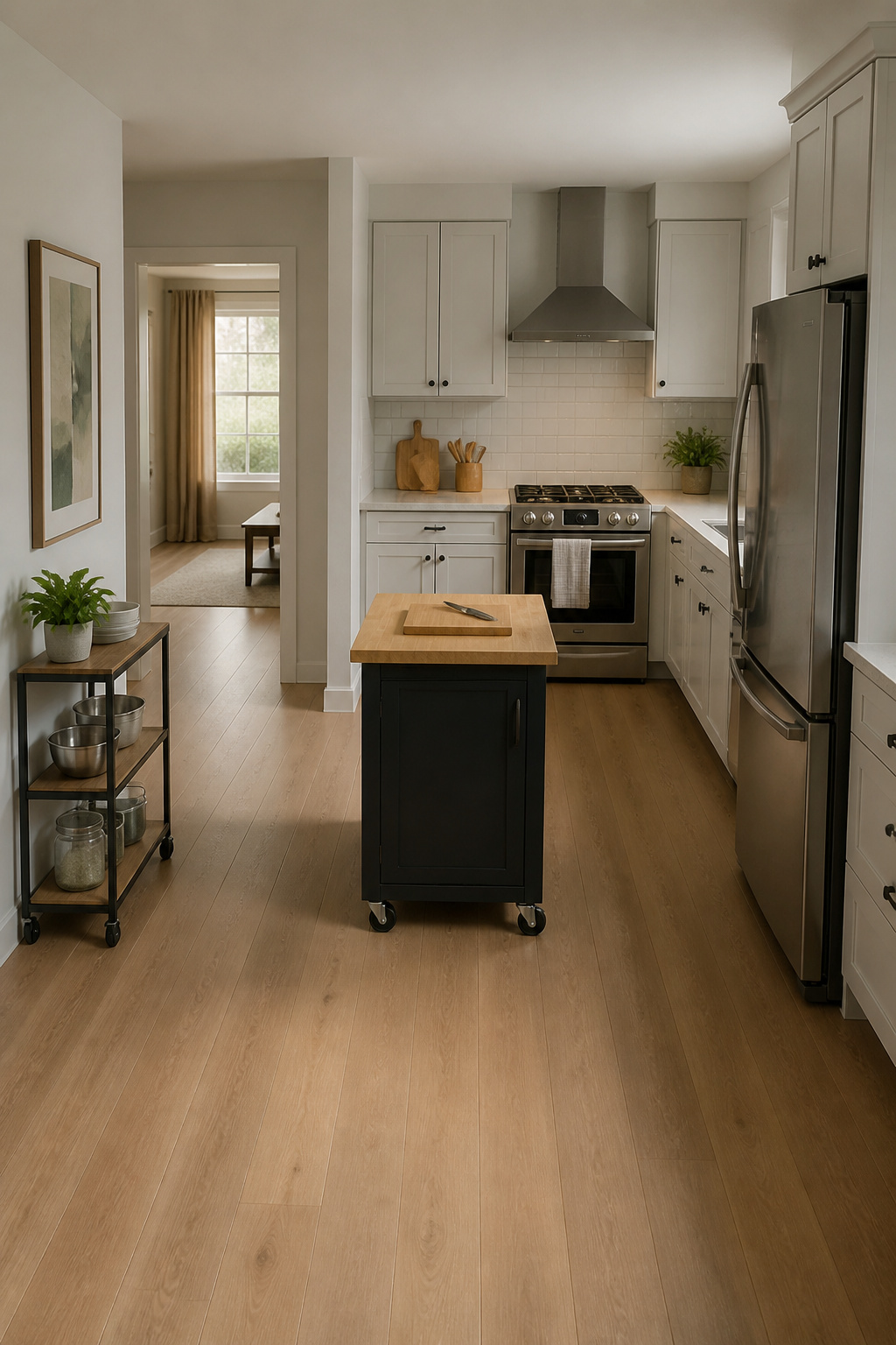 10 Kitchen Remodel Ideas for 2026: Bold Upgrades That Actually Fit 14 A rolling island improving kitchen traffic flow.