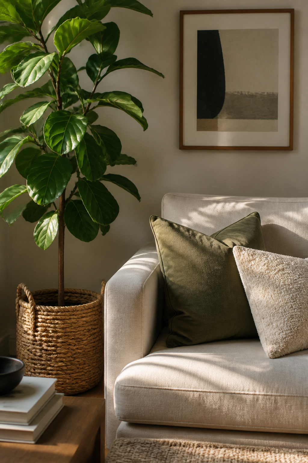 8 Small Apartment Ideas That Maximize Space and Style in 2026 12 A large floor plant in a room with minimal decor.