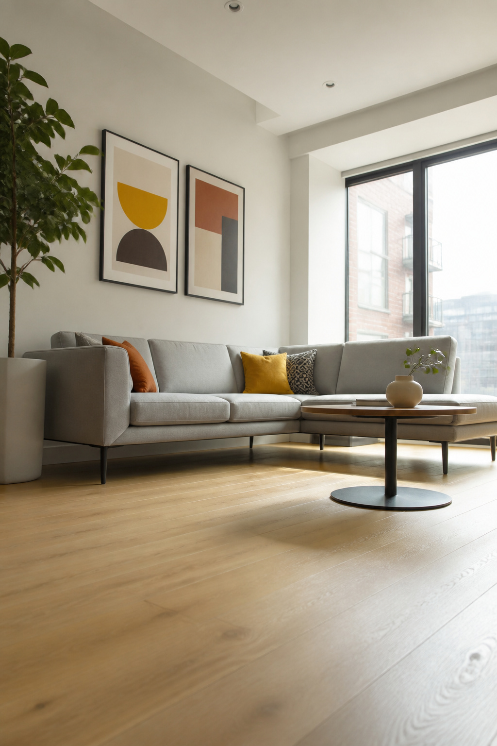 8 Small Apartment Ideas That Maximize Space and Style in 2026 8 A sofa with exposed legs in a small living room.