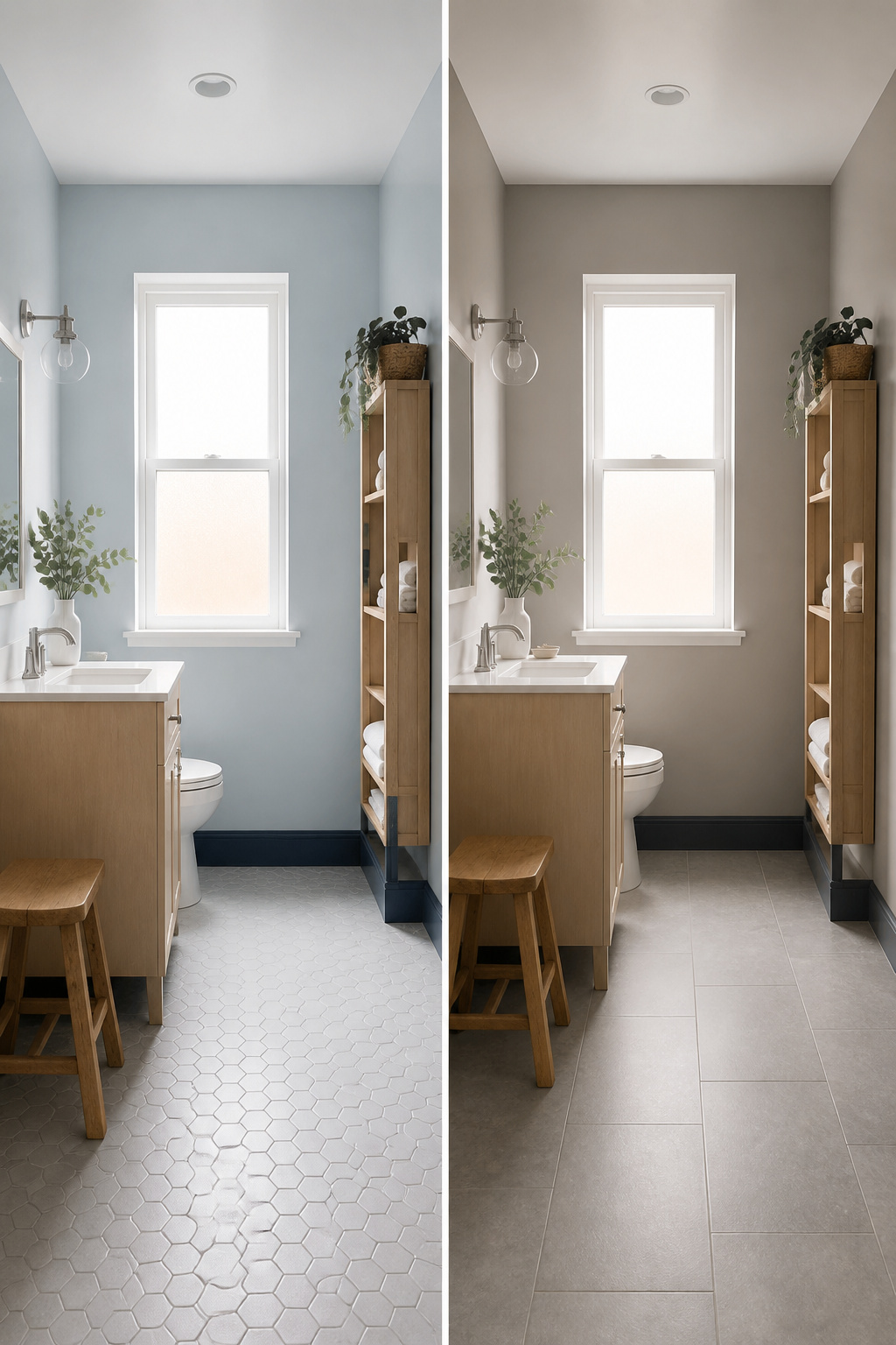 A small bathroom featuring light-colored walls and a white ceiling.