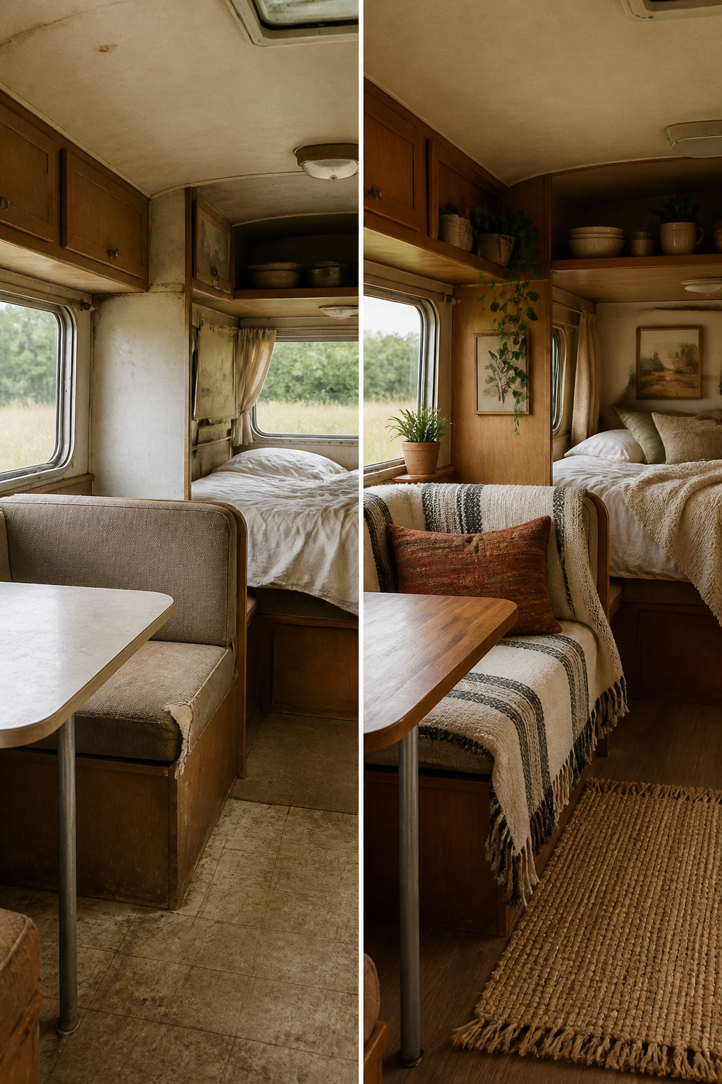9 Small Camper Interior Ideas for Function and Style in 2026 11 Decorative elements in a camper featuring bohemian and rustic themes.