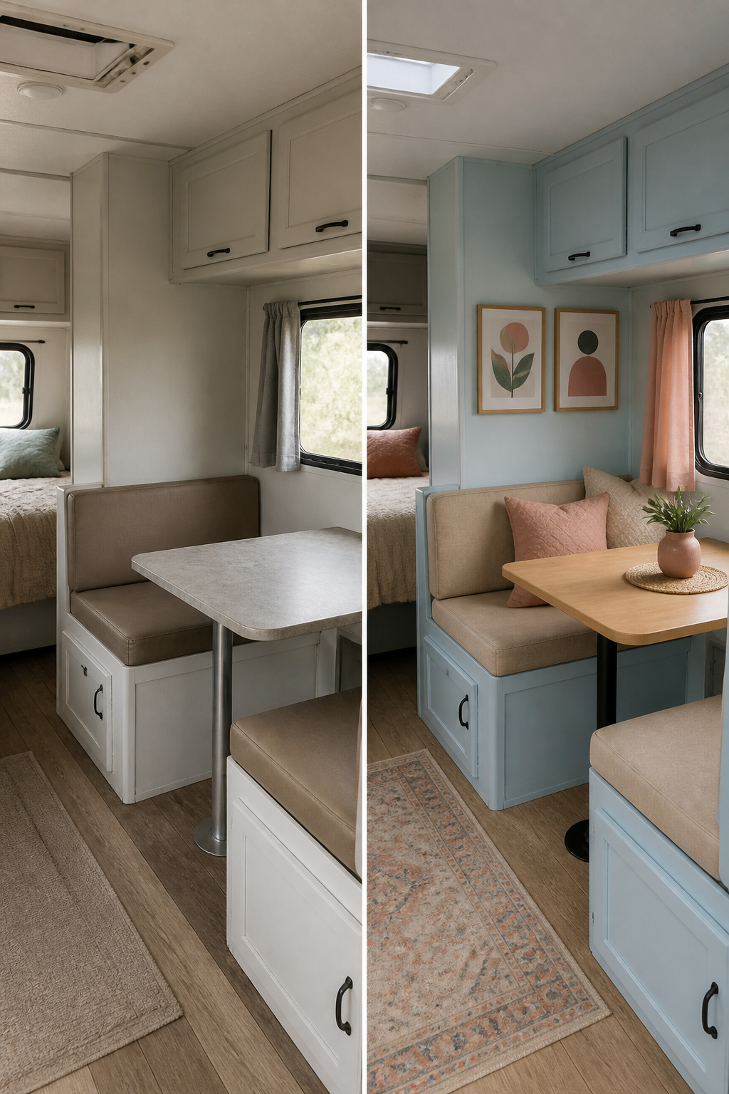9 Small Camper Interior Ideas for Function and Style in 2026 5 Light walls and coordinated decor create an open feel in a camper.