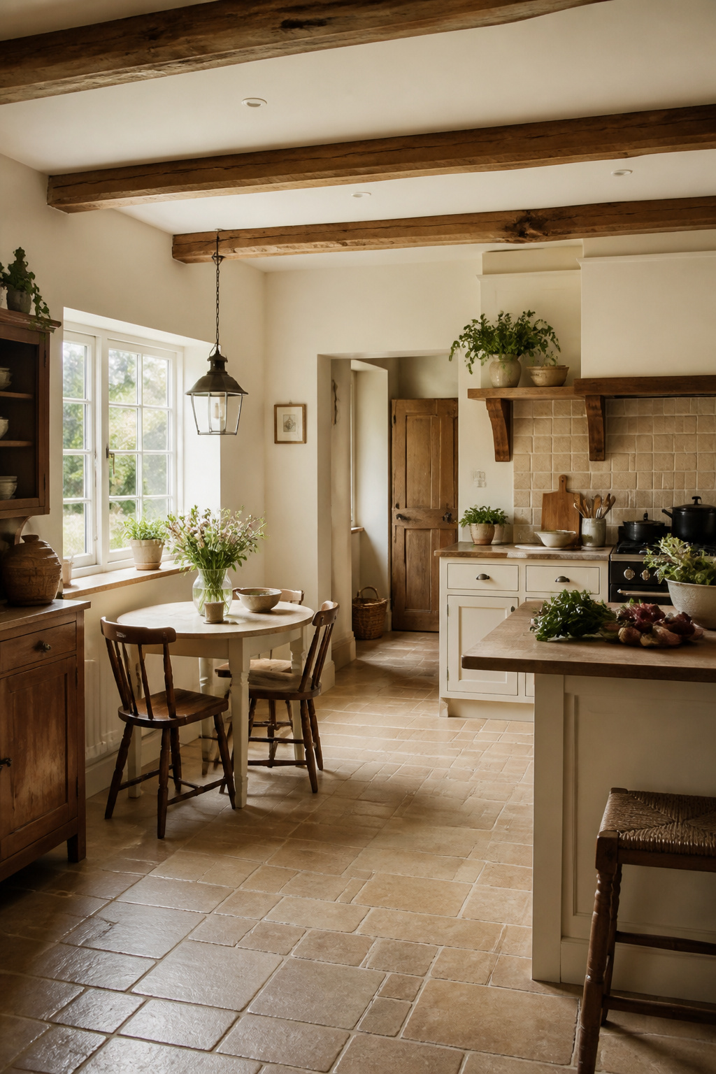 Vintage kitchen table in a cottage kitchen.