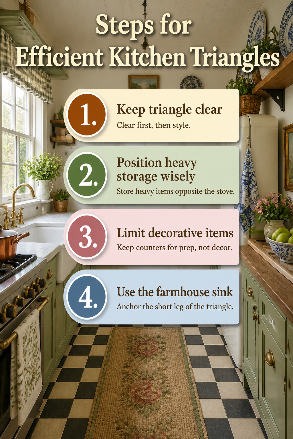 Diagram illustrating efficient kitchen triangle design.