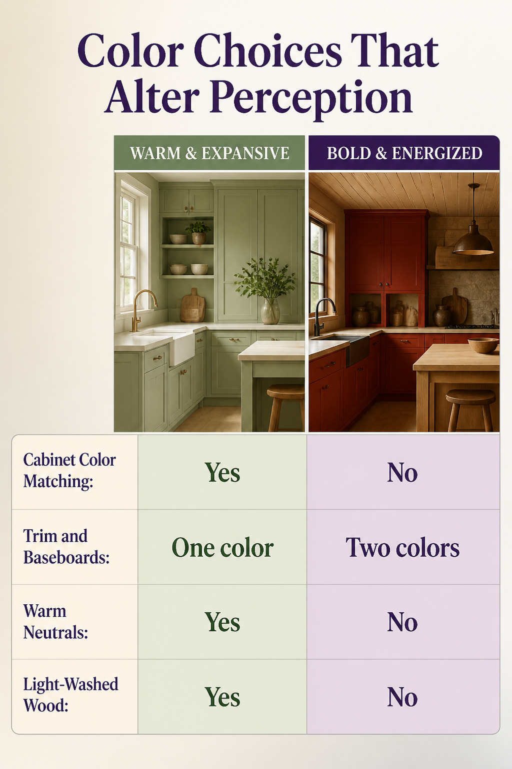 Color palette showing matching cabinets and walls.