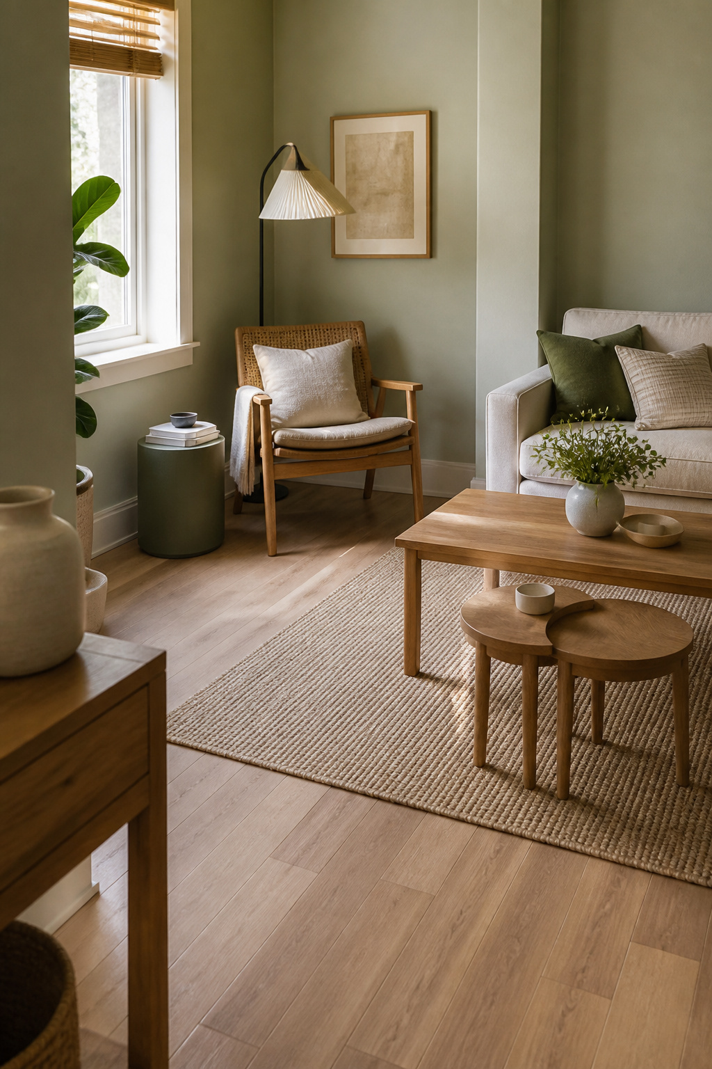 10 Small Living Room Ideas to Maximize Space in 2026 5 A small living room with a rug creating separate areas for reading and seating.