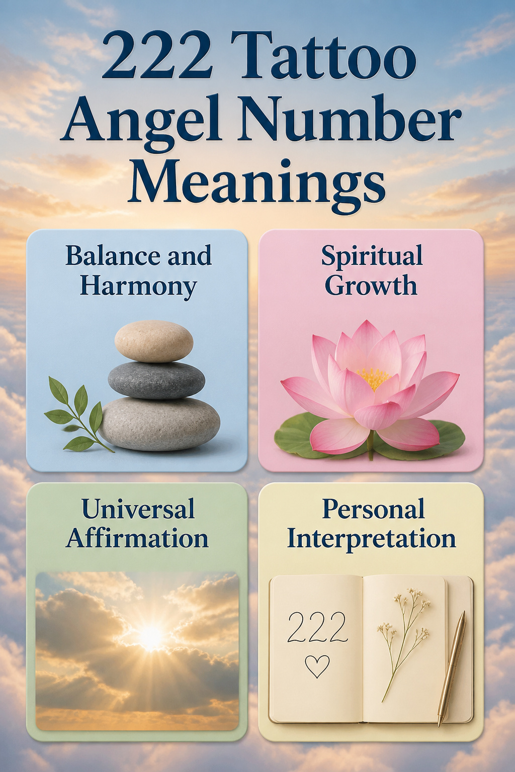 An information graphic explaining the meanings of the 222 tattoo.